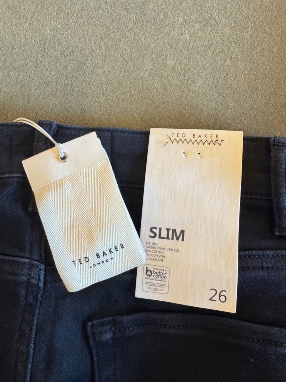 Ted Baker Anetaa Black Sateen Finish Slim Jeans with Split Hem - Picture 2 of 9